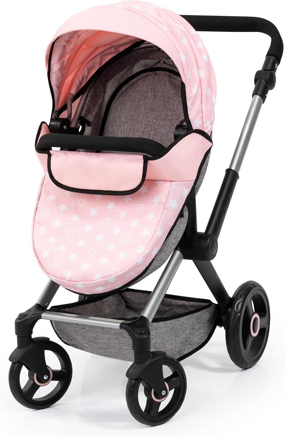 Dolls Pram Pushchair Convertible Adjustable Handle Highchair Set