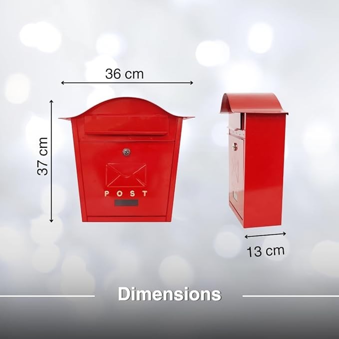 Lockable Wall Mounted Post Box Red Cast Iron Weatherproof Secure Mailbox