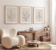 Boho Beige Botanical Wall Art Set 3 16x24in Prints
