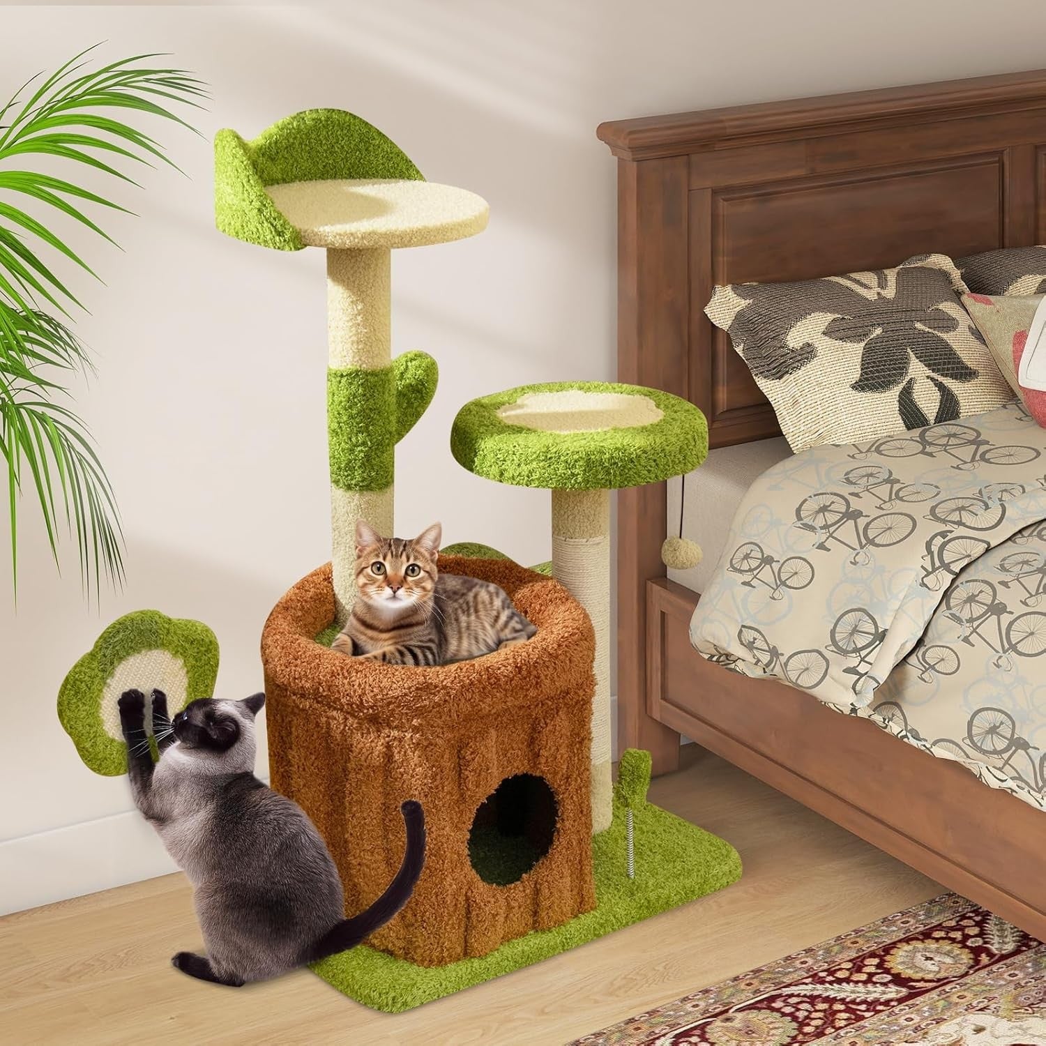 Cat Tree Tower for Indoor Cats with Condo Scratching Post Multi Level 92cm