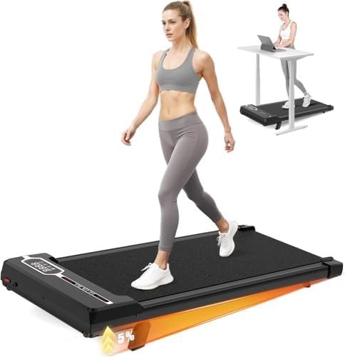 Under Desk Treadmill 1-8KM/H Walking Pad 7% Incline LED Remote