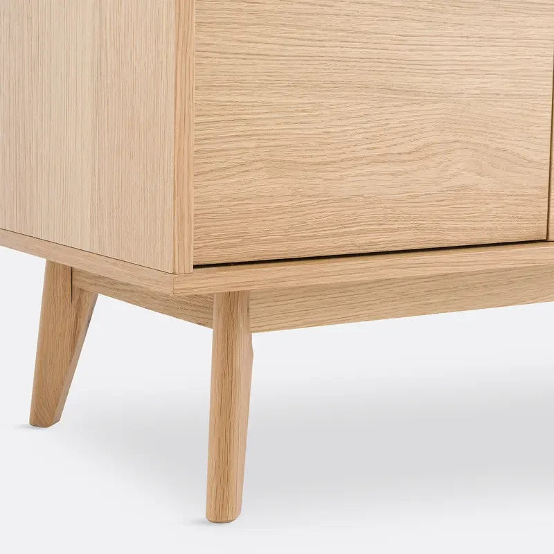 Aram 120cm Oak Veneer Sideboard – Nordic 3-Door Storage Cabinet Unit
