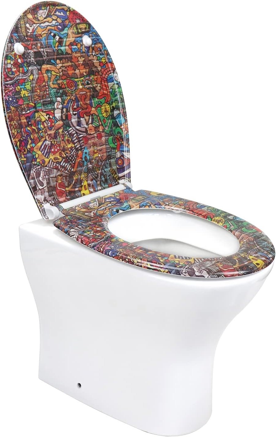 Soft Close Toilet Seat Top Fixing Colourful Patterns 45x37cm