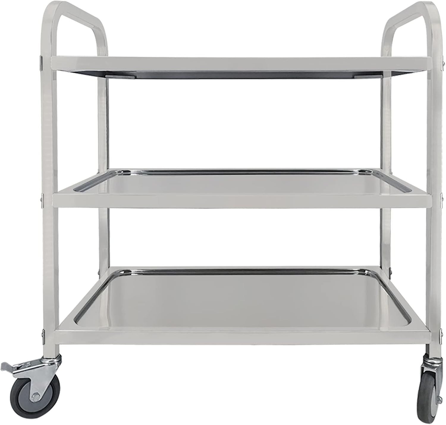 3 Tier Stainless Steel Kitchen Trolley Cart on Wheels Lockable Serving Cart