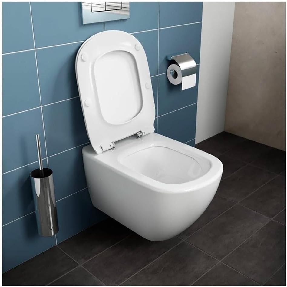 Slim Toilet Seat White Sandwich Soft Close Duroplast Stainless Hinges