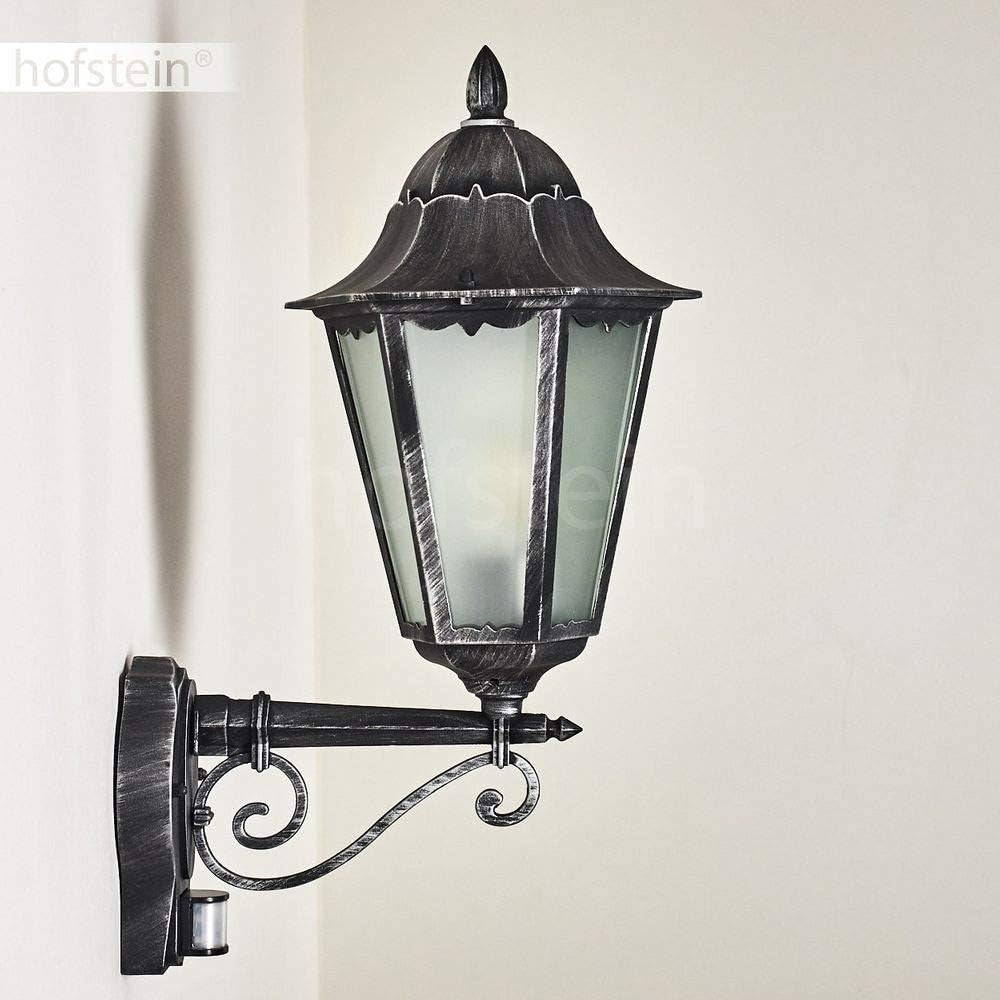 Outdoor Wall Lamp Lignac Frost with Motion Detector, Antique Black/Silver, E27