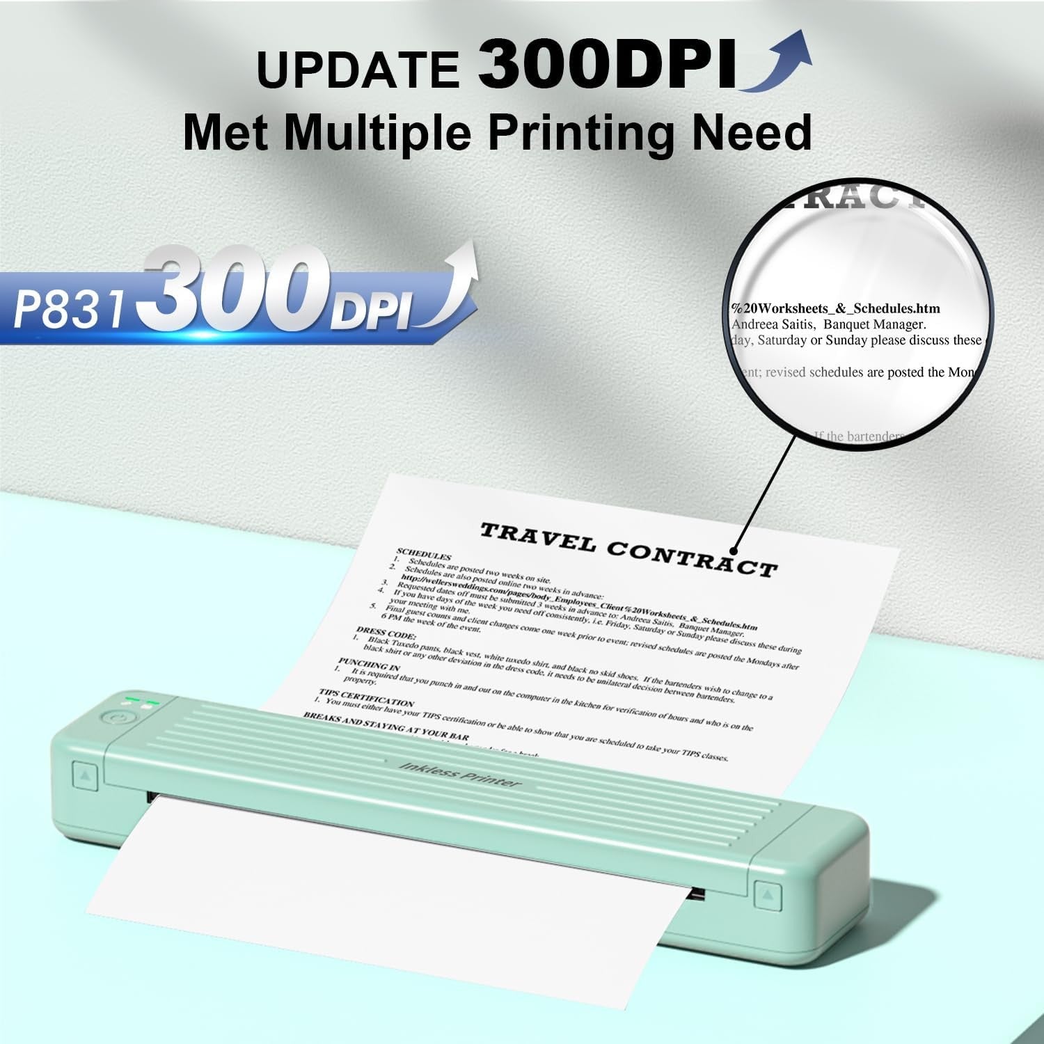 P831 Portable Bluetooth Thermal Printer – 300 DPI Mobile for Phone & Laptop