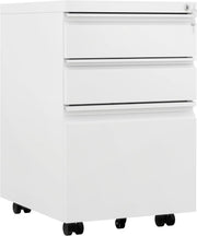 White Locking Metal File Cabinet 3 Drawer Rolling Under Desk Storage