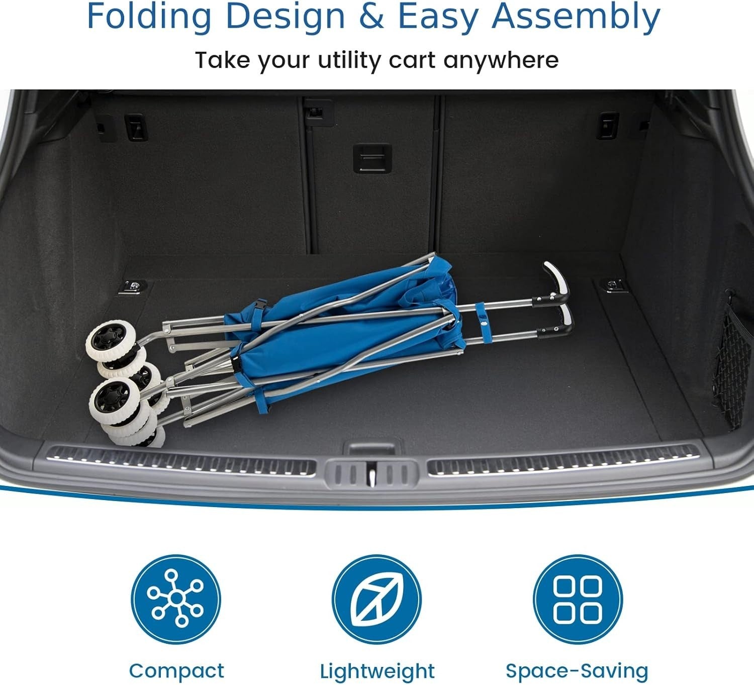 Extra Large 90L 8-Wheel Folding Shopping Trolley Cart Blue