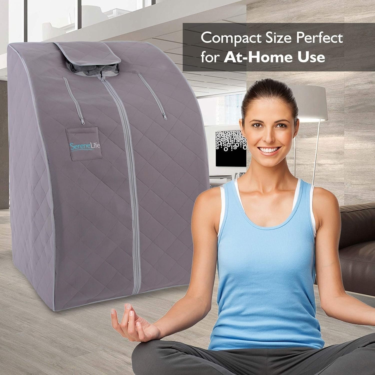 Portable Infrared Home Sauna Tent – One-Person Steam Sauna with Foot Pad & Chair