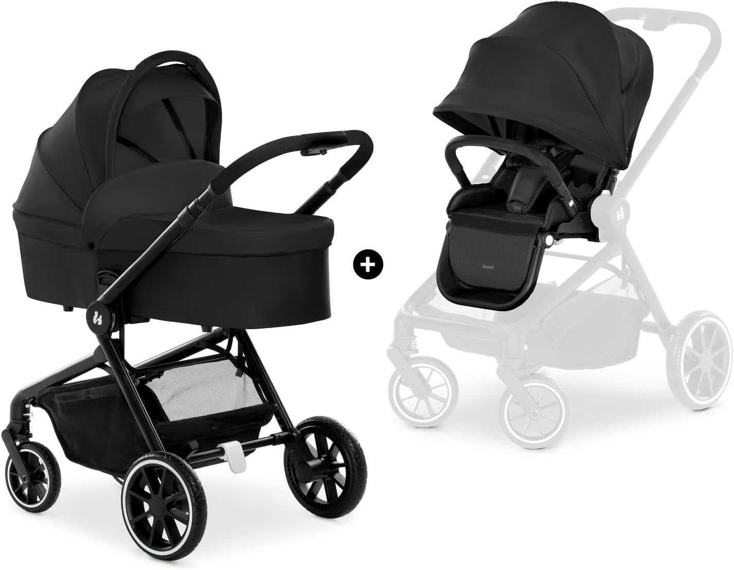 2 in 1 Pram Pushchair Birth–22kg, Carrycot & Seat, Foldable, UPF50+