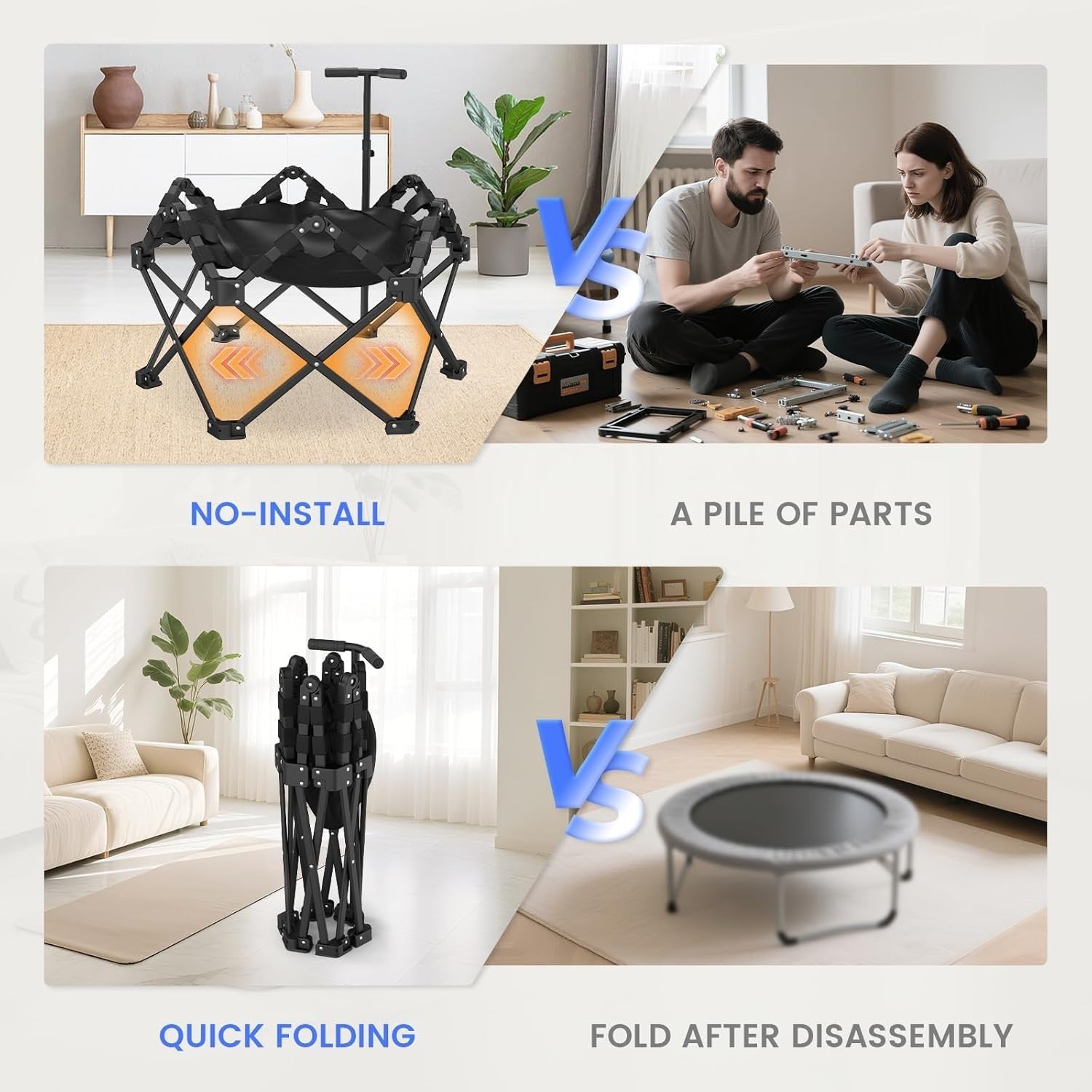 42” Foldable Fitness Trampoline Adult Indoor Rebounder Exercise Jumper