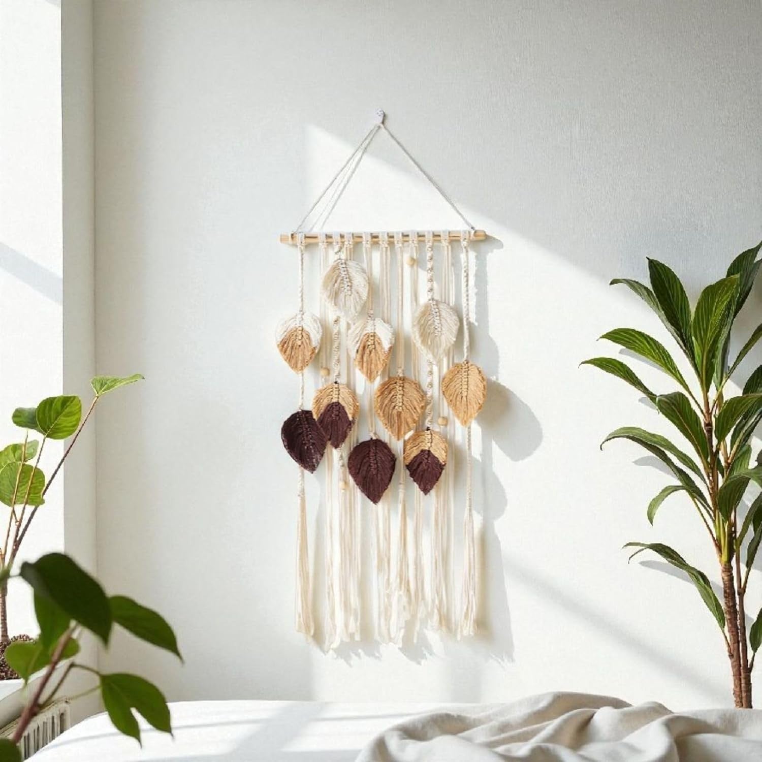 Boho Macrame Leaf Wall Hanging Handmade Cotton Tapestry