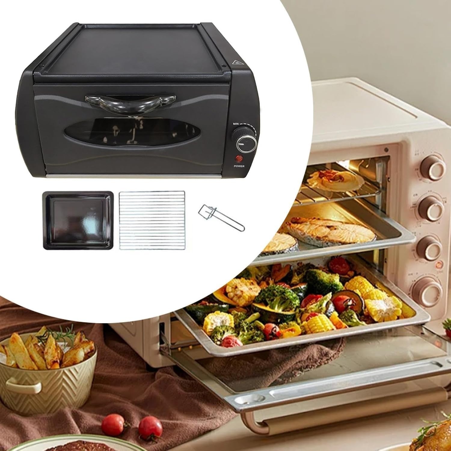 14L Electric Breakfast Maker 2100W | Toaster Oven & Non-Stick Crepe Unit