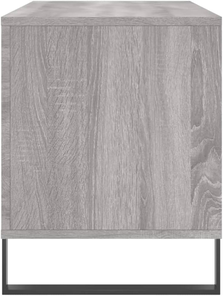Grey LP Vinyl Record Cabinet w/ Iron Legs – 3-Tier Wood Storage Unit
