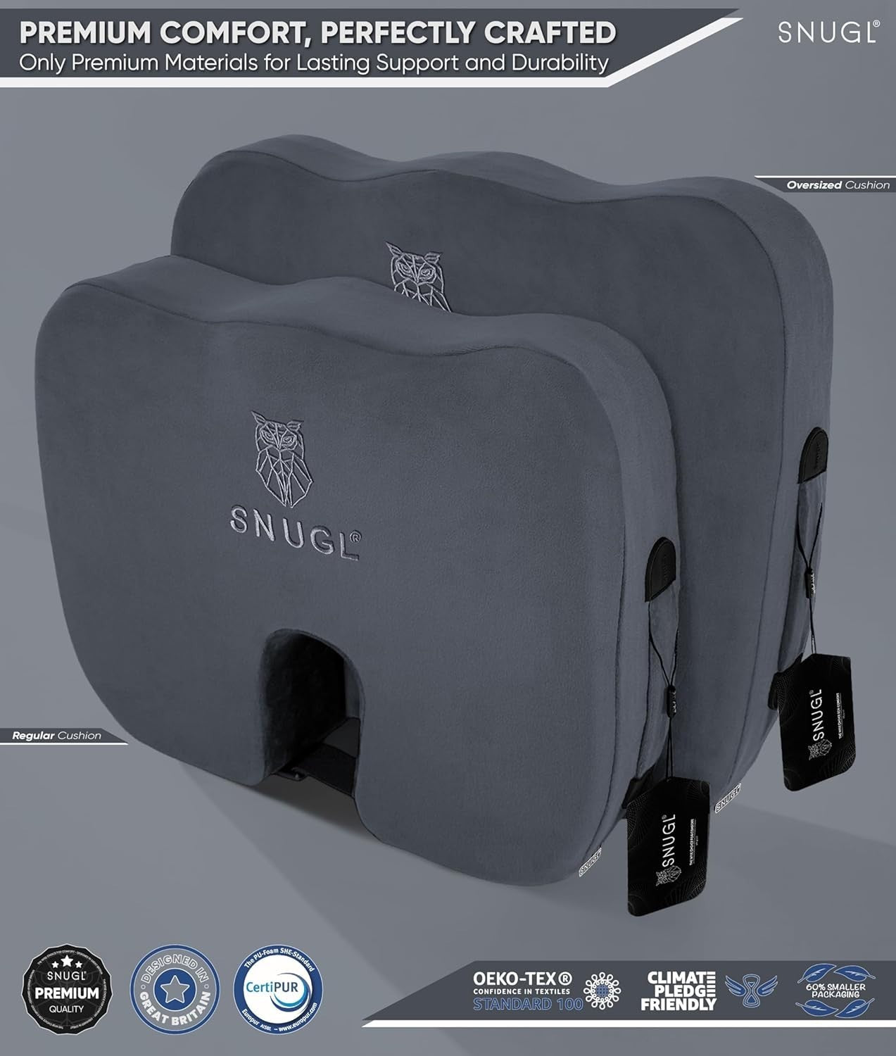 Orthopedic Memory Foam Seat Cushion Coccyx Tailbone Chair Back Support