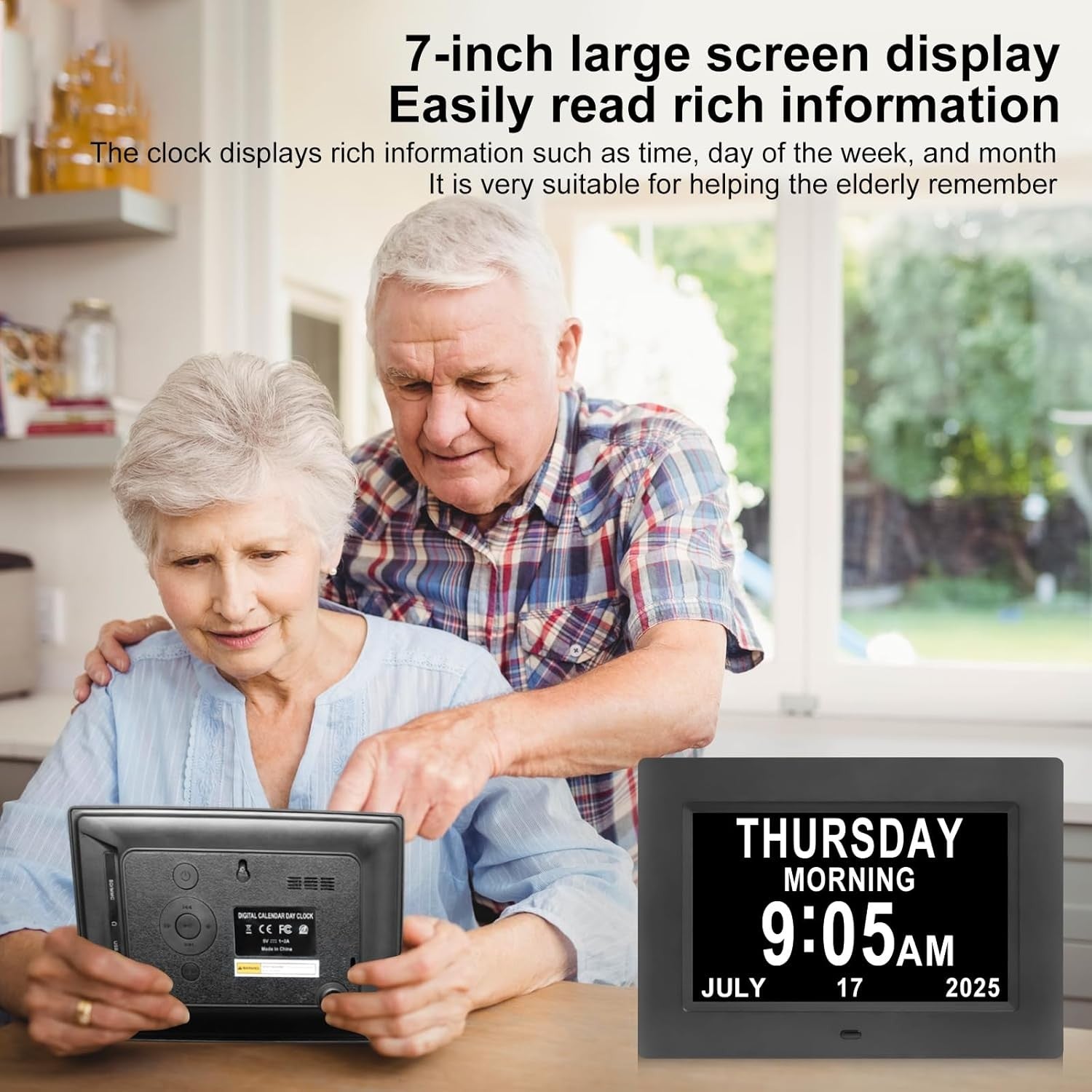 Large Dementia Clock Display Day Date Time Digital Auto Dim Elderly