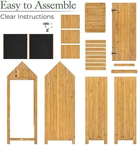 Slim Wooden Garden Shed Outdoor Storage Lockable Tall Compact Shed with Shelves