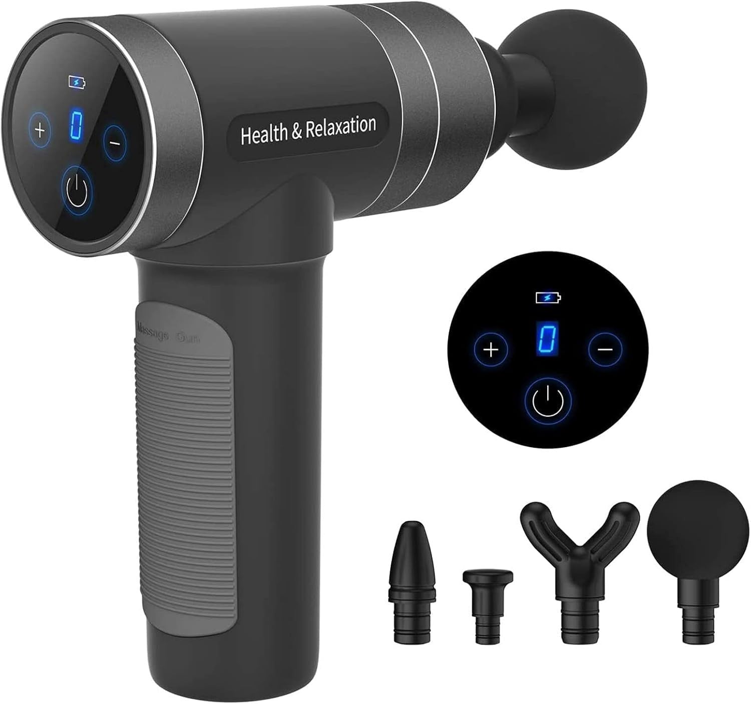 Deep Tissue Massage Gun Aluminium Body 5 Speeds 4 Heads Muscle Recovery