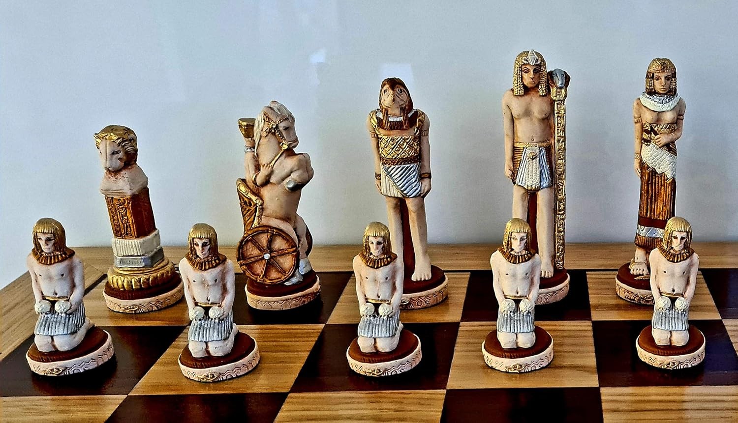 Luxury 60cm Medieval England Chess Set | Stone Figures & Inlaid Board | Handcraf