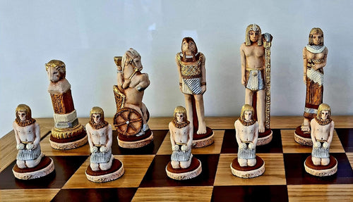 Luxury 60cm Medieval England Chess Set | Stone Figures & Inlaid Board | Handcraf