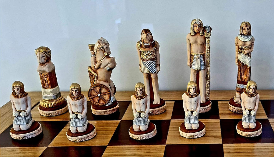 Luxury 60cm Medieval England Chess Set | Stone Figures & Inlaid Board | Handcraf