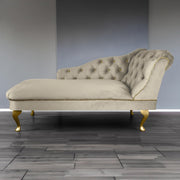 Velvet Chaise Lounge Right Hand Tufted Accent Sofa Cedar Chair Bedroom 133cm