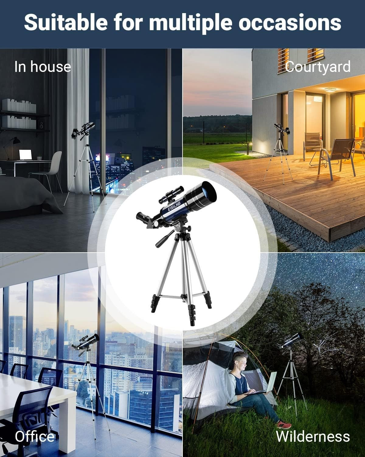 80mm Refractor Telescope for Adults, Adjustable Tripod & Phone Adapter