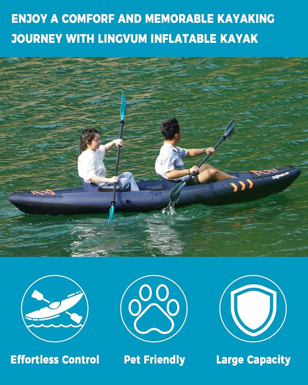 2 Person Inflatable White Water Kayak w/ Pump Paddles Bag