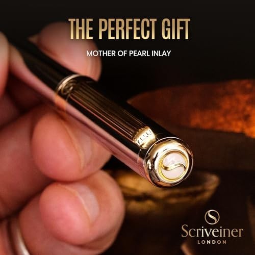 Luxury Silver Chrome Ballpoint Pen Gold Trim Medium Black Ink