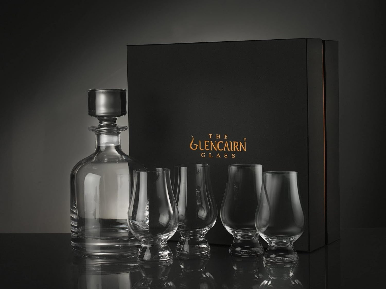 Luxury Crystal Whiskey Decanter Set with 4 Glasses & Gift Presentation Box