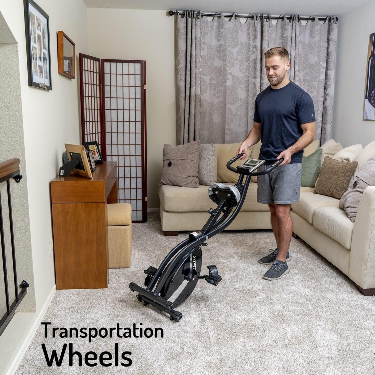 Foldable Exercise Bike w/ 16-Level Resistance, Pulse Monitor & LCD Countdown