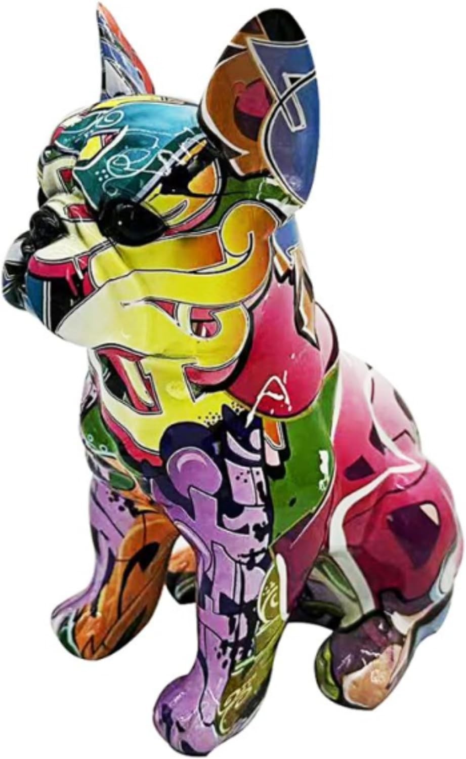 Colourful French Bulldog Graffiti Ornament | Modern Art Dog Figurine Home Decor