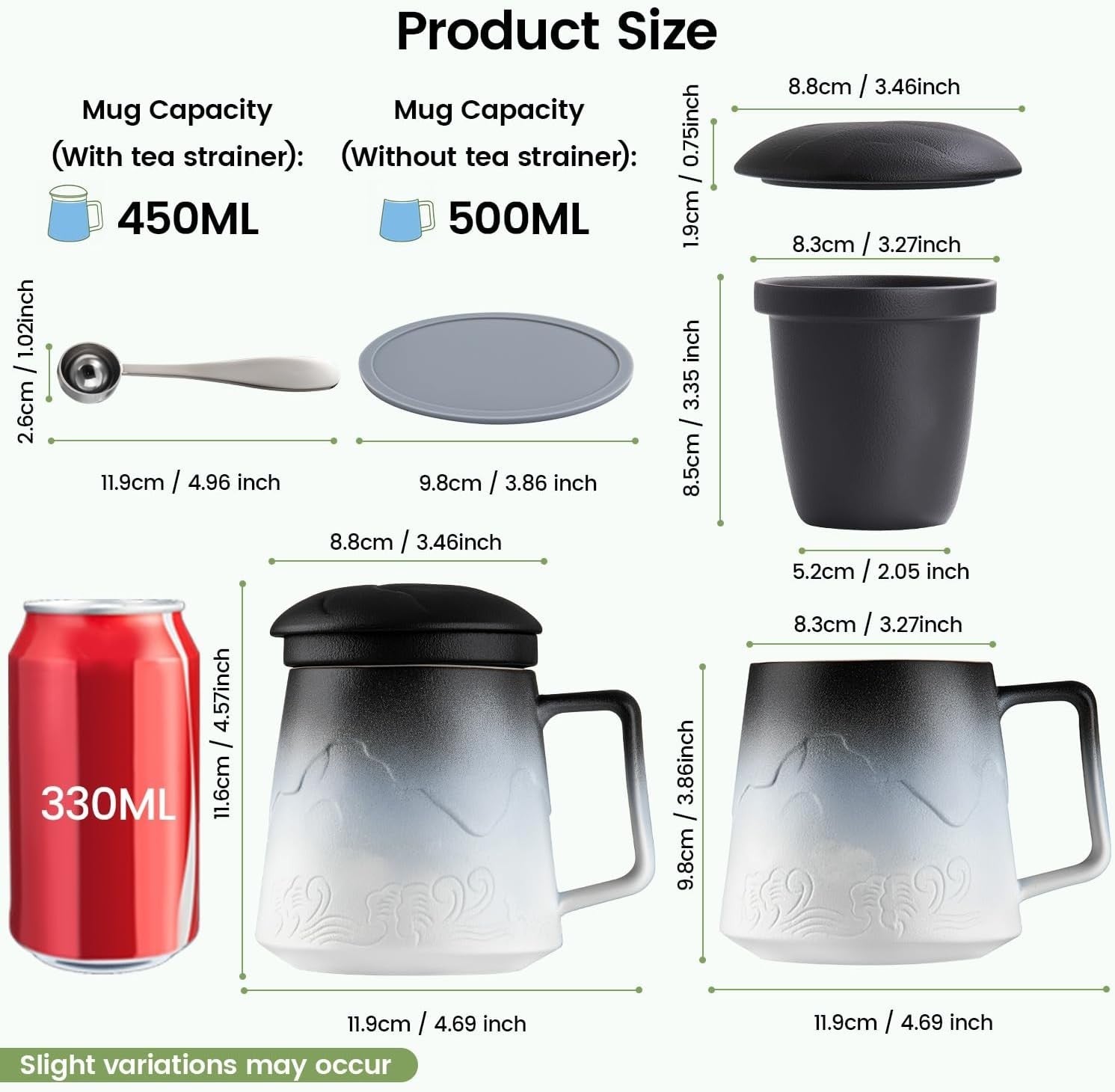 500ml Tea Mug with Infuser & Lid Porcelain Loose Leaf Tea Cup White