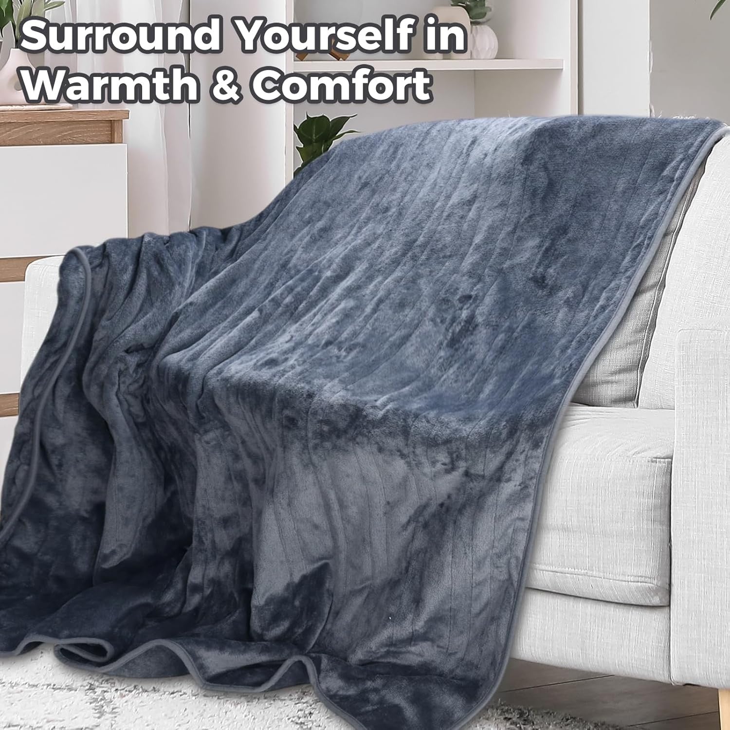 Electric Heated Throw Blanket Fast Heat 10 Levels Auto Off 200x150cm