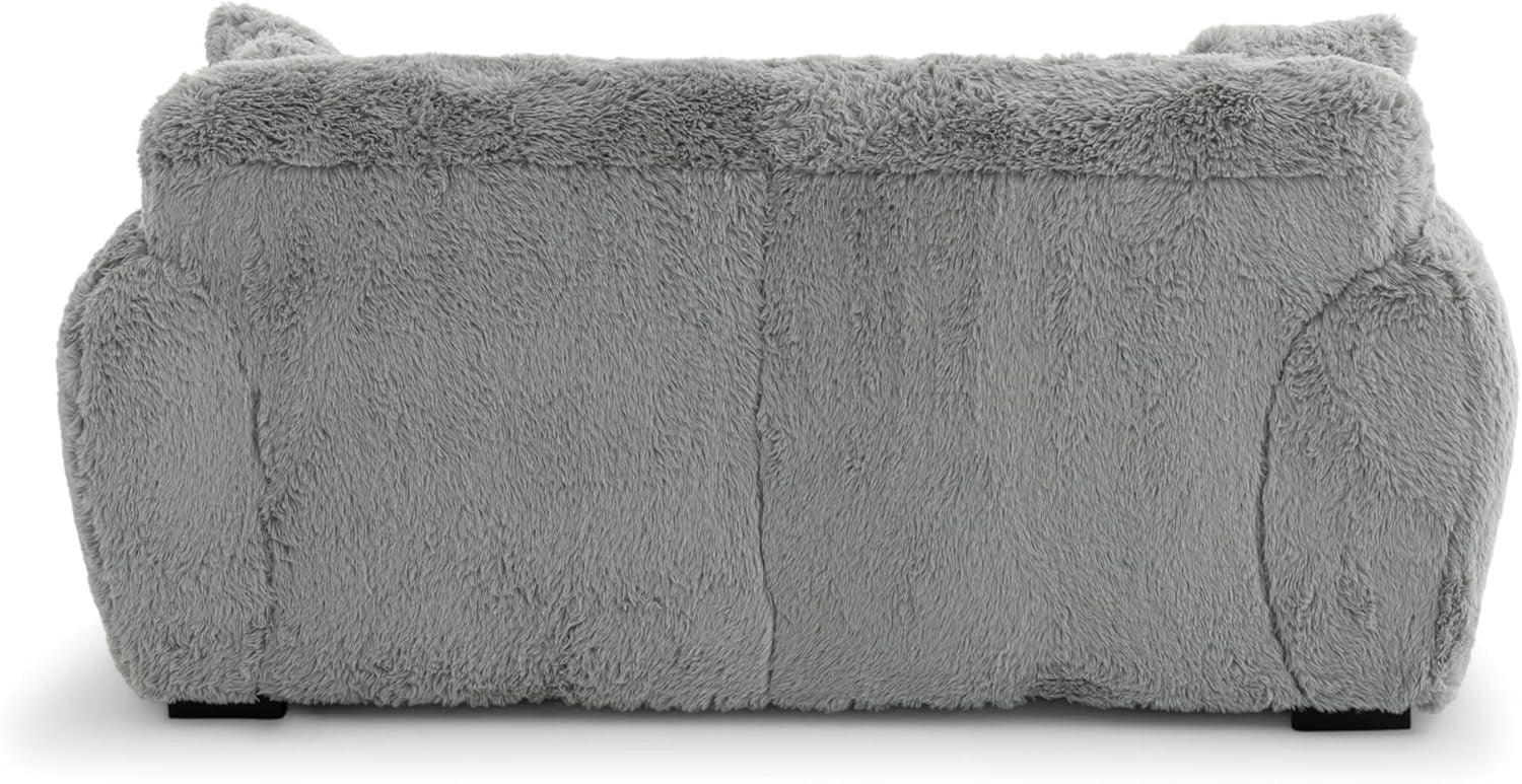 Grey Teddy 2 Seater Sofa Deep Seat Fluffy Faux Fur Comfy Lounge Couch