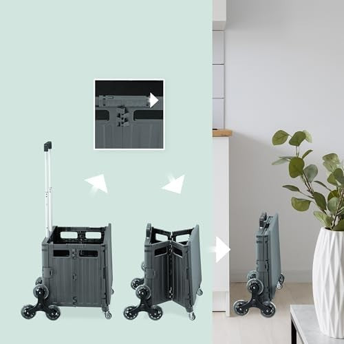 Compact Foldable Shopping Trolley with Stair Climber Wheels