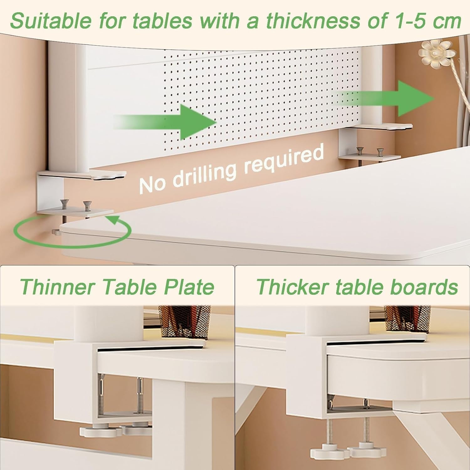 Clamp-On Desk Organizer Shelf 2-Tier Adjustable Desktop Hutch Storage Rack 80cm