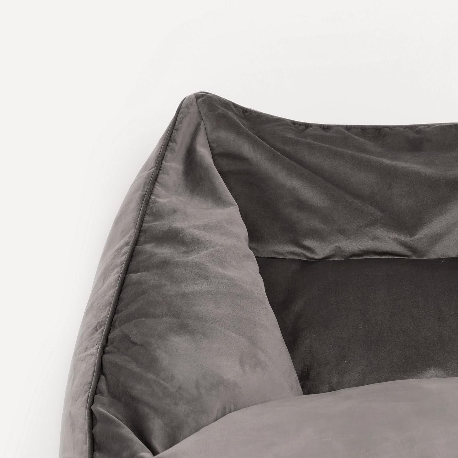 Large Velvet Bean Bag Armchair Adult Lounge Seat Soft Charcoal Grey Chair
