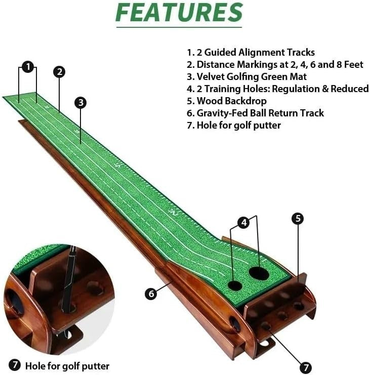 Golf Putting Mat Automatic Ball Return Indoor Practice Trainer 9ft