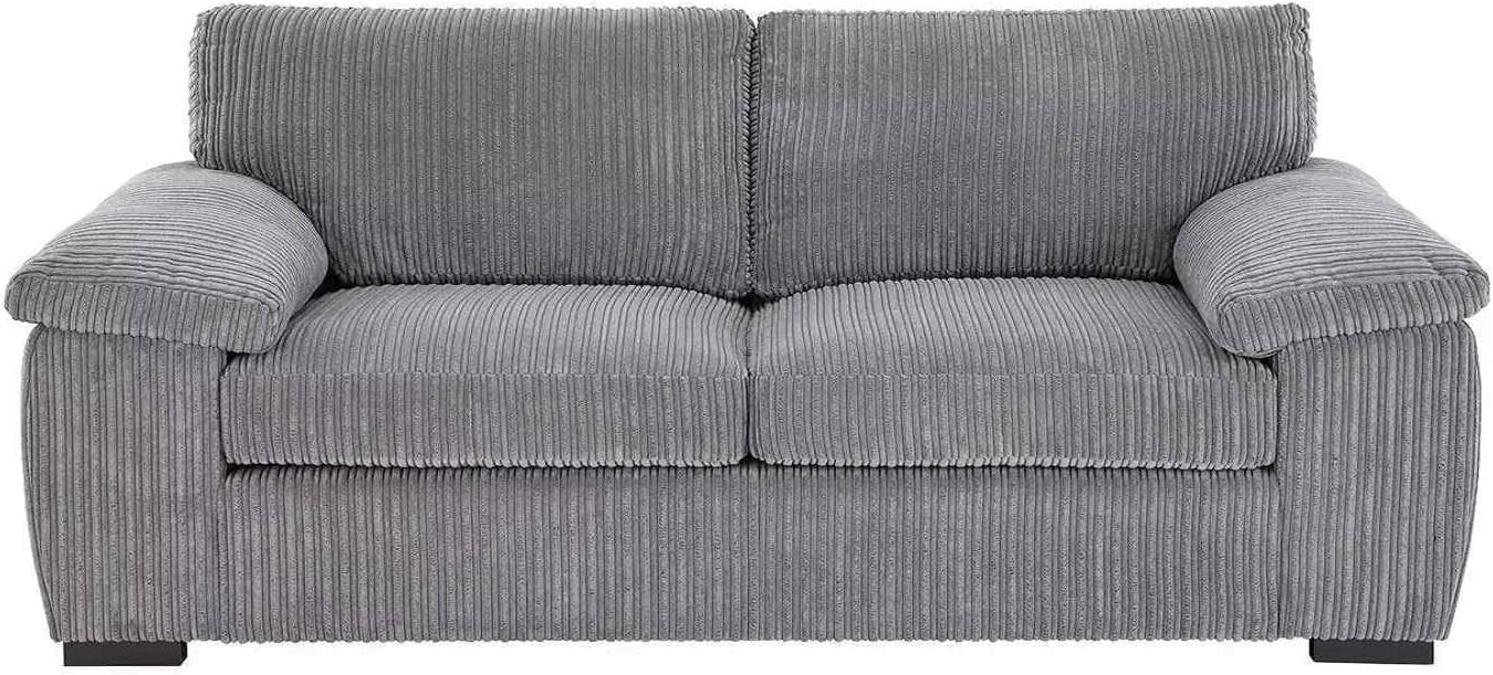 Jumbo Cord 2 Seater Sofa Grey – Compact, Comfy Couch for Small Spaces