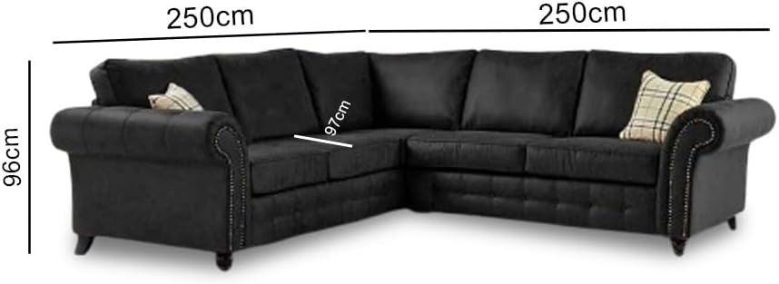 Leather 2C2 Corner Sofa High Back Black 5 Seater Modern L Shape Settee