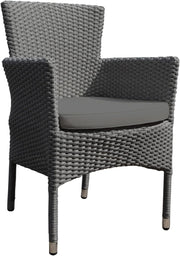 Rattan Garden Armchair with Cushion Stackable Outdoor Patio Chair Grey