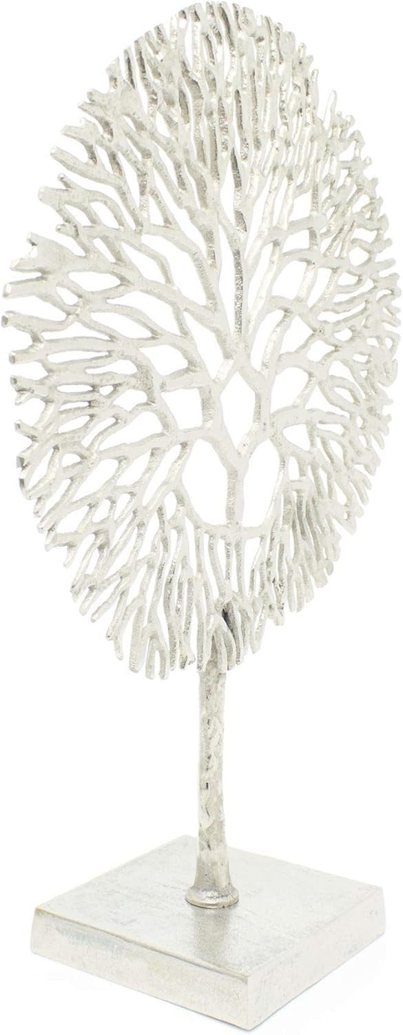 Silver Metal Tree of Life Ornament • Modern Coral Sculpture • Jewellery Stand