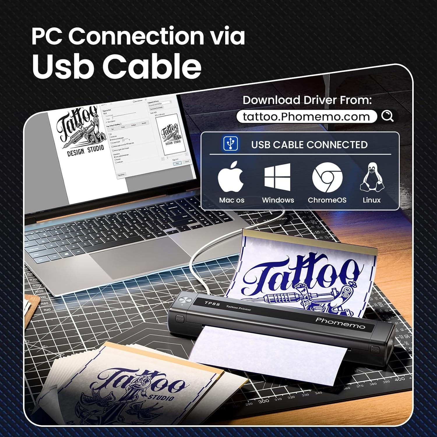 Portable A4 Tattoo Stencil Printer Wireless Bluetooth Inkless