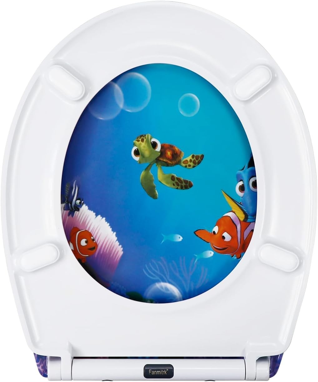 Toilet Seat Soft Close Quick Release Top Fix Colorful Patterns 45x37cm