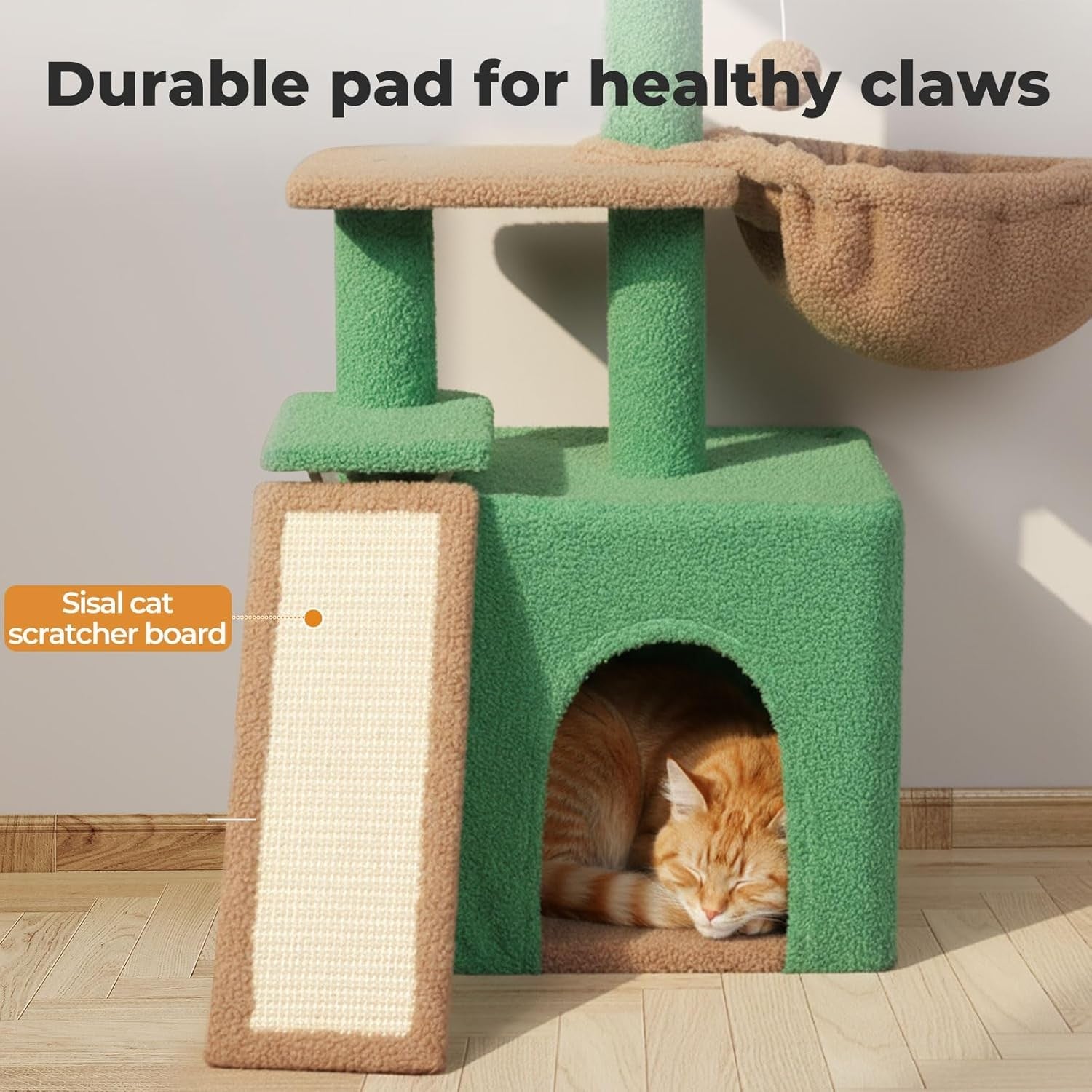 Cat Tree Tower 80cm Multi Level with Condo Hammock Scratcher for Indoor Cats
