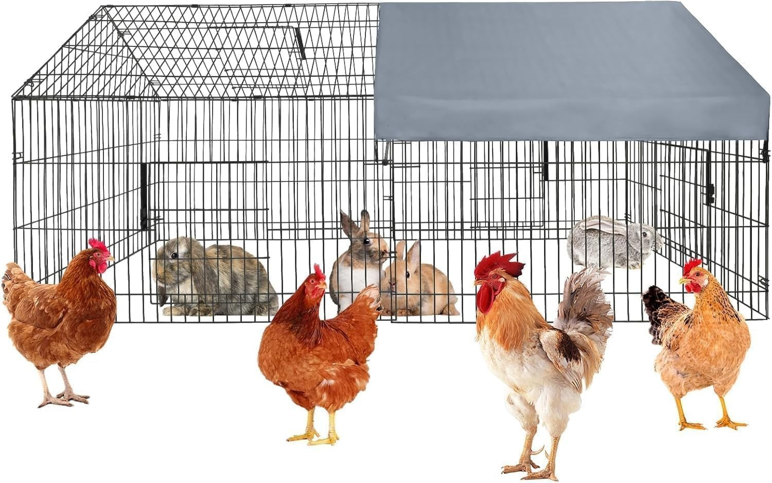 2.2x1m Walk In Metal Chicken Coop Run w UV Cover