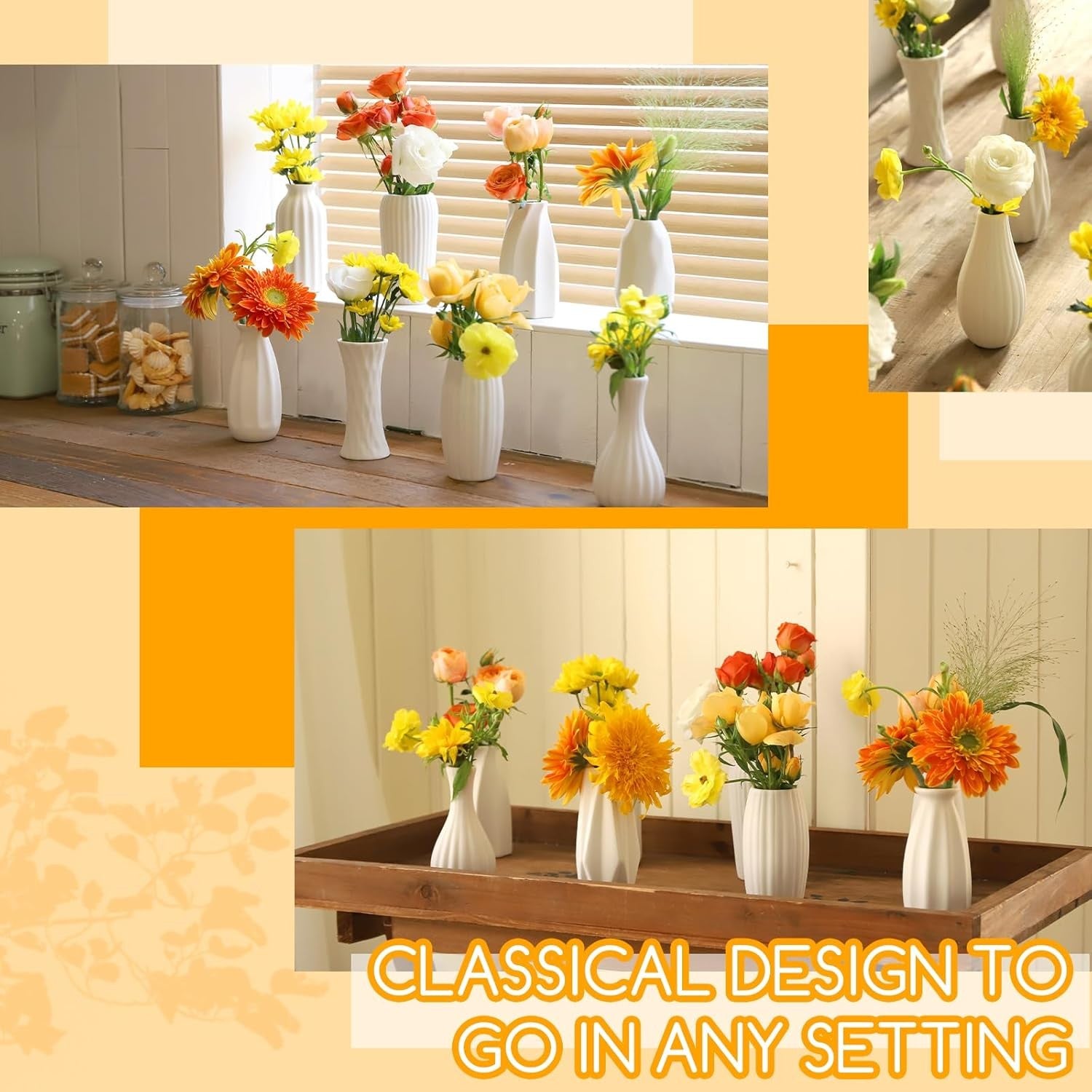 16pcs White Ceramic Bud Vase Set Wedding Table Centrepiece Home Decor