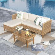 L-Shaped Rattan Garden Sofa Set Outdoor Patio Sectional with Coffee Table